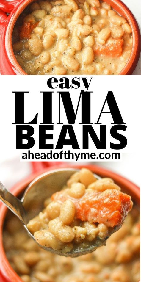 Lima Bean Recipes, Lima Bean, Lima Beans, Dried Beans, Bean Recipes, Vegetable Recipes, Thyme, Pot Recipes, Vegan Vegetarian