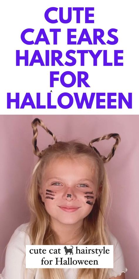 CUTE CAT HAIRSTYLE FOR HALLOWEEN - HERE IS A CUTE AND EASY CAT HAIRSTYLE FOR HALLOWEEN. Cat Ears With Hair, Cat Ears Hairstyle, Cat Hairstyle, Cute Cat Ears, Cute Hairstyle, Easy Hairstyle, Easy Hair, Cat Ears, Hair Tutorial