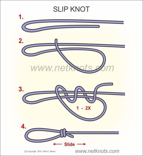 slip knots that slide | Slip Knot - How to tie a Slip Knot Tie A Slip Knot, Slip Knot Bracelets, How To Tie A Knot, Sliding Knot Bracelet, Knot Bracelets, Camping Knots, Loop Knot, Knots Guide, Survival Knots