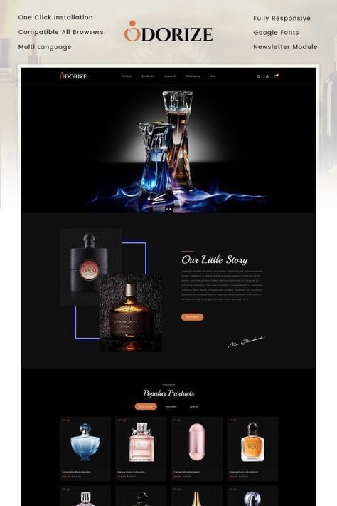 Odorize Perfume Store OpenCart Template Perfume Website Design, Jewelry Template, Perfume Shop, Images Design, Health Spa, Shopify Website Design, Perfume Store, Watch Jewelry, Shopify Website