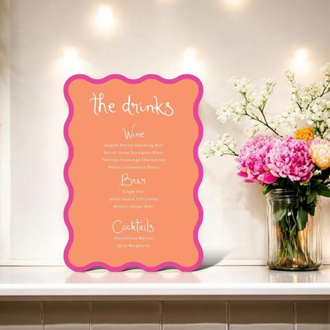 Custom bar signs that bring the party to life 🍸✨ Order online and personalise the shape and colours to suit your style. . . . #barsign #weddingbarsign #weddingsign #weddingstationery #weddingreception #weddingideas #weddings #weddingdetails #weddinginspo #barmenu #weddingmenu #weddingtrends #sayido Ginger Beer Cocktail, Custom Bar Signs, Custom Bar, Bar Menu, Ginger Beer, Sauvignon Blanc, Wedding Menu, Chardonnay, Wine Drinks