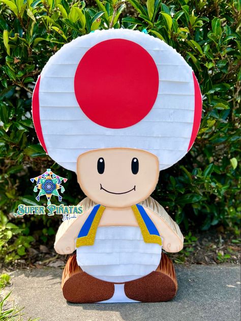 Toad Mario Bros, Pinatas Ideas, Toad Mario, Princess Jasmine Birthday Party, Princess Jasmine Birthday, Jasmine Birthday, Mario Cake, Mario Bros Party, Piñata Ideas