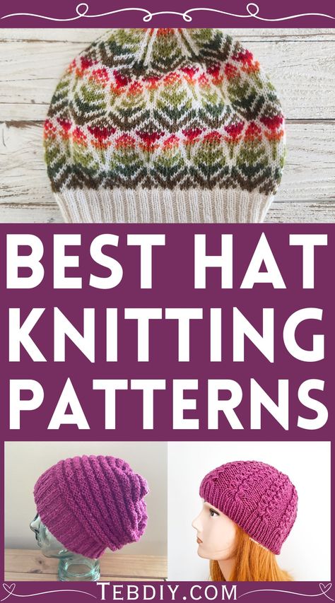 Knit Hat Patterns Free For Beginners Double Knitting Hat Pattern Free, Knit Hat With Brim Pattern Free, Knit Hat For Beginners, Knitting Pattern Hat Free, Knit Hat Pattern Free Women Beanie, Knit Flat Hat Free Pattern, Easy Knitted Hats For Beginners, Knitted Hat Patterns Free Women Easy, Easy Knit Hat Pattern Free Straight Needles