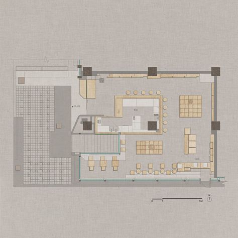 3li Community Cafe / FON STUDIO | ArchDaily Community Cafe, Studio Plan, Plan Image, Infographic Illustration, Cake Gallery, Plan Design, Soho, Floor Plans, Cafe