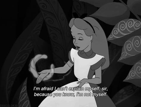 Way existential. Total mindfuck. | Disney's Alice in Wonderland scarred you for life Alice And Wonderland Quotes, Wonderland Quotes, Septième Art, Movie Lines, Wallpaper Tumblr, Film Quotes, Tv Quotes, Cartoon Quotes, Disney Alice