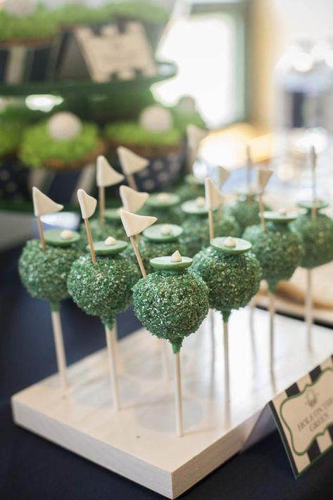 Golf Baby Shower Party Ideas | Photo 10 of 15 | Catch My Party Golf Cake Pops, Baby Shower Desserts Boy, Golf Baby Showers, Golf Theme Party, Golf Birthday Gifts, Golf Baby, Free Baby Shower Games, Golf Birthday Party, Baby Boy Shower Favors