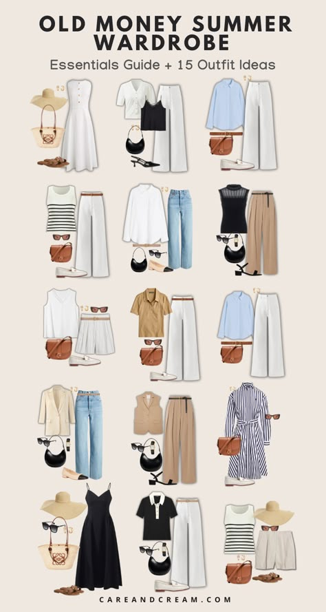 Old Money Wardrobe, Chic Capsule Wardrobe, Old Money Look, Old Money Summer, Elegant Summer Outfits, Capsule Wardrobe Women, Capsule Wardrobe Casual, Old Money Outfit, Money Outfit