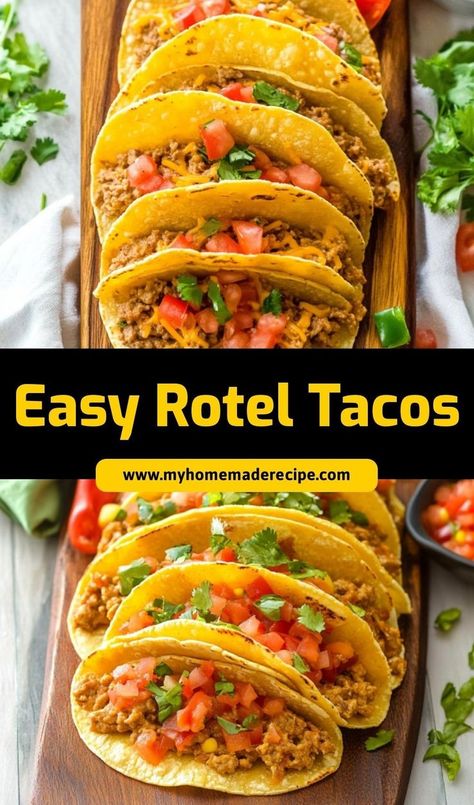 These Easy Rotel Tacos are a quick and flavorful dinner option! Made with seasoned ground beef, cheesy Rotel, and topped with your favorite fixings, they’re perfect for busy weeknights. Rotel Tacos, Seasoned Ground Beef, Gluten Free Tacos, Flavorful Dinner, Leftover Beef, Chef Gordon, Chef Gordon Ramsay, Easy Main Dishes, Taco Ingredients