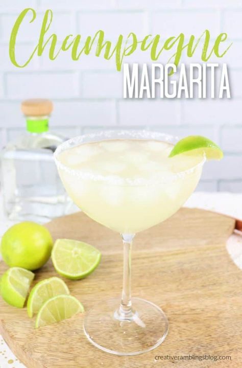 A classic tequila cocktail, this champagne margarita combines a margarita and sparkling wine to make the perfect party drink. Make a pitcher or a single drink with this recipe. #margarita #cocktail #drink #champagne Champagne Margarita Recipe, Champagne Margarita, Classic Tequila Cocktails, Sparkling Margarita, Pitcher Of Margaritas, Champagne Margaritas, Raspberry Cocktail, Cocktail Champagne, Drink Board