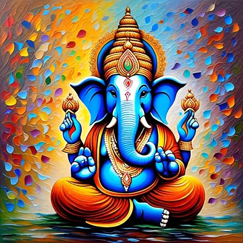 Happy ganesh chaturthi Standing Ganesha Painting, Ganpati Wall Painting, Ganesha Canvas Painting Acrylics, Ganesh Acrylic Painting, Ganeshji Painting, Ganpati Canvas Painting, Ganpati Paintings, Ganpati Painting, Ganesha Art Illustration