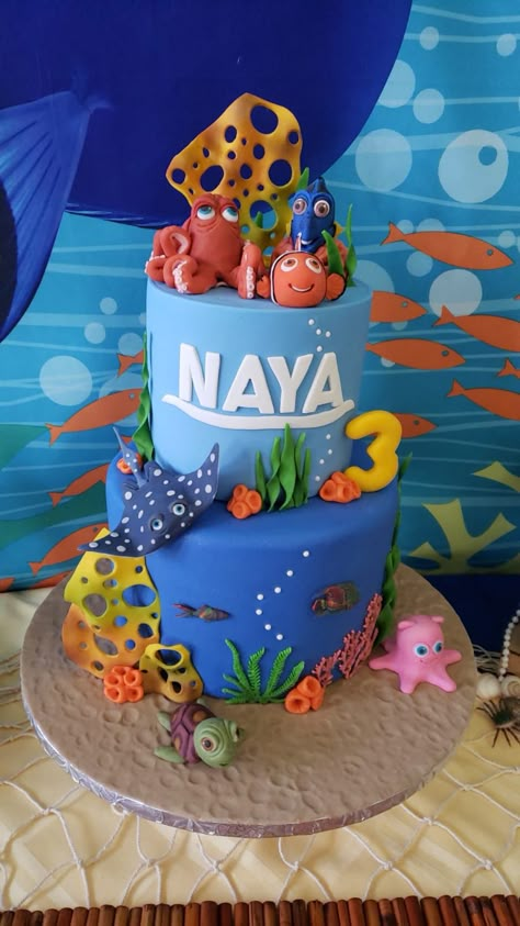 Finding Nemo birthday cake Nemo Cakes Birthday, Nemo Themed 1st Birthday Party, Finding Nemo 1st Birthday Cake, Finding Nemo Birthday Cake Ideas, Finding Nemo 3rd Birthday Party, Finding Nemo 1st Birthday Boy, Nemo Birthday Party Cake, Nemo And Dory Birthday Party Ideas, Finding Nemo Cakes