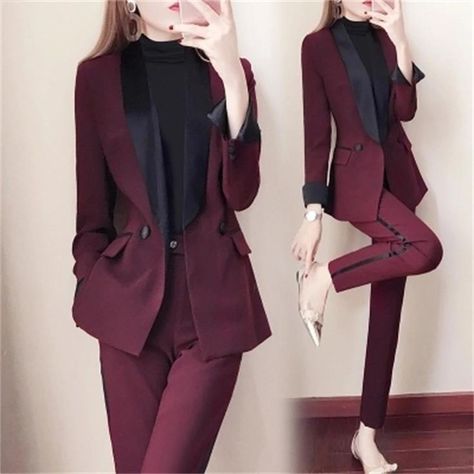 Suits Style, Slim Suit, Pant Suits, Woman Suit Fashion, Red Suit, Style Office, Suit Pants, Work Outfits Women, Formal Outfit