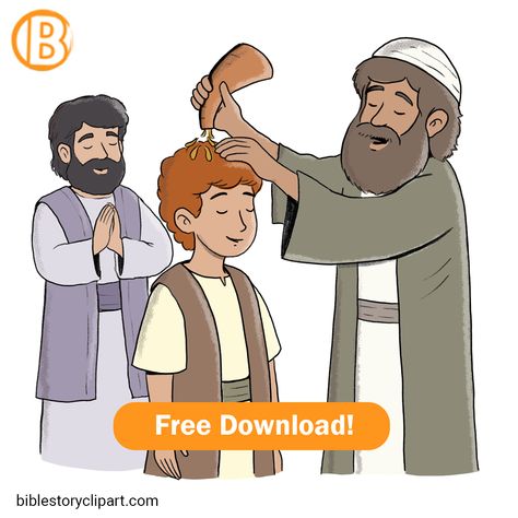 The Anointing of David Samuel Anoints David, Prophet Samuel, David Bible, Bible Clipart, Bible Cartoon, David And Jonathan, Bible Songs, Bible Images, David And Goliath