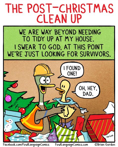 Post-Christmas Clean Up - Fowl Language Comics Brian Gordon, Fowl Language Comics, Fowl Language, Holiday Jokes, Parenting Comics, Christmas Cleaning, Christmas Comics, Post Holiday, Online Comics