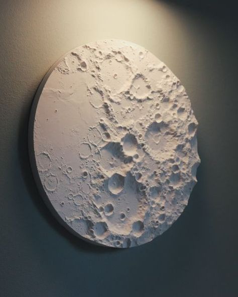 Moon Plaster Art, Moon Texture Art, Relief Sculpture Ideas, Plaster Sculpture, Diy Abstract Canvas Art, Plaster Wall Art, Moon Wall Art, Moon Decor, Moon Painting