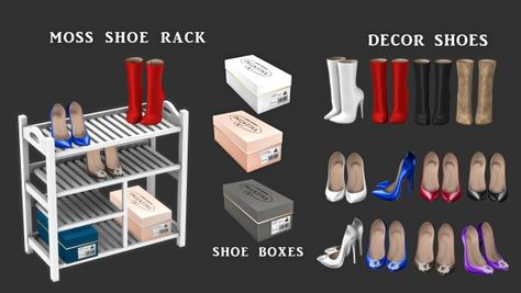 Leo 4 Sims: Shoe Rack Set • Sims 4 Downloads Sims 4 Shoe Rack, Sims 4 Nails, Shoes Decoration, Sims 4 Cc Kids Clothing, The Sims 4 Pc, Cc Shoes, Sims 4 Clutter, Mode Shoes, Sims 4 Cc Shoes