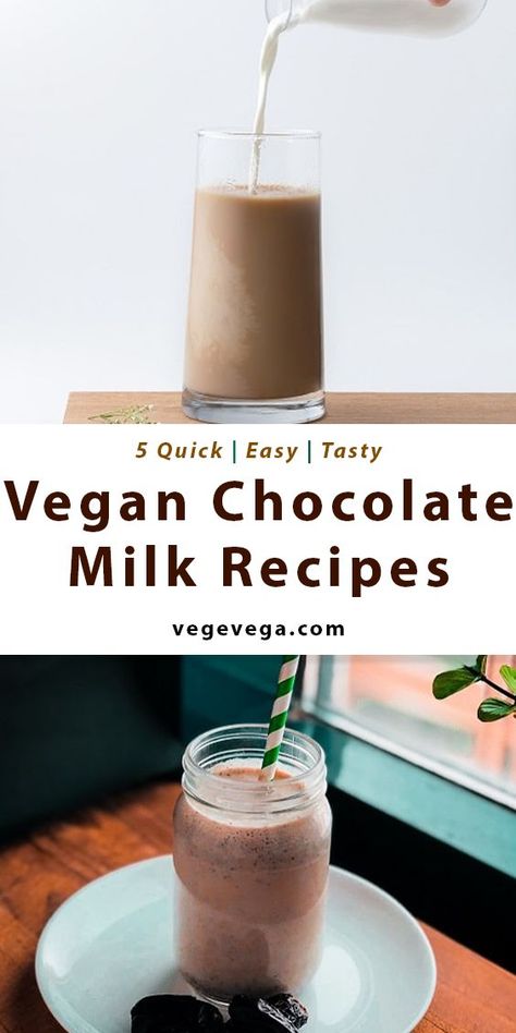 Vegan Chocolate Milk Recipes Vegan Chocolate Milk Recipe, Vegan Chocolate Milk, Chocolate Milk Recipes, Chocolate Milk Recipe, Milk Chocolate Recipes, Coconut Milk Chocolate, Milk Dairy, Drinking Chocolate, Milk It