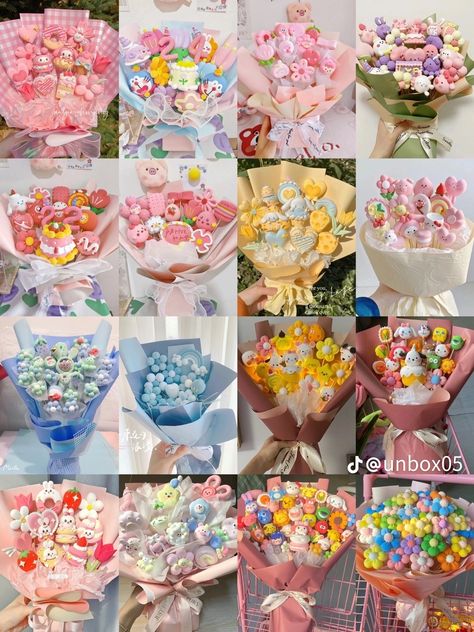 Marshmallow Bouquet Diy, Clay Bouquet, Polymer Clay Cake, Foam Clay, Clay Crafts For Kids, Tanah Liat, Clay Diy Projects, Clay Crafts Air Dry, Quick Crafts