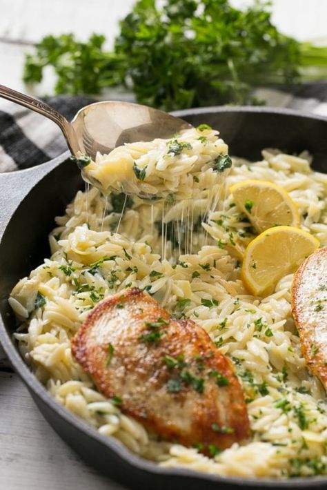 20 of the Best One Pot Pasta Dinners on Pinterest -Living Rich With Coupons® Artichoke Orzo, Orzo Bake, Spinach Artichoke Pasta, Healthy One Pot Meals, Chicken And Pasta, Creamy Chicken Recipes, Artichoke Pasta, Chicken Orzo, Artichoke Chicken