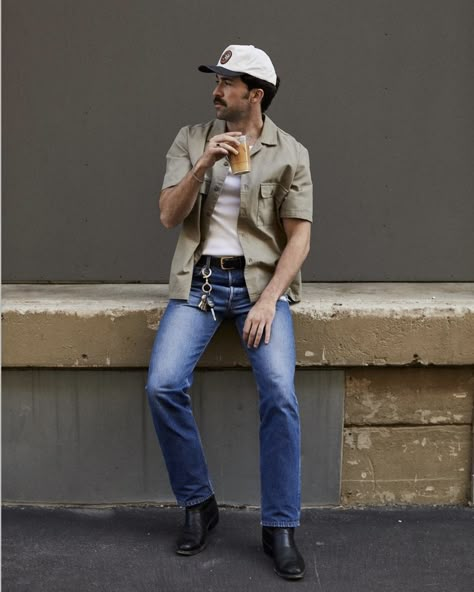 Workwear Mens Fashion, Gentleman Closet, Workwear Outfit Men, Country Outfits Men, Western Outfits Mens, Workwear Fashion Men, Cowboy Outfit Men, Cowboy Outfit For Men, Workwear Summer