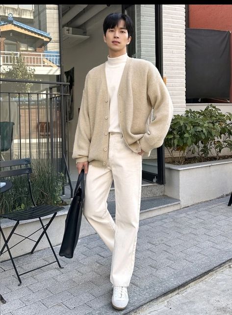 Cardigan Outfit For Boys, Mens Cardigan Outfit Formal, Korean Fashion Men Formal Style, Korean Autumn Outfit Men, Modern Formal Outfit For Men, Clean Boy Outfits, Mens Cardigan Outfit, Country Outfits For Men, Mens Winter Wardrobe