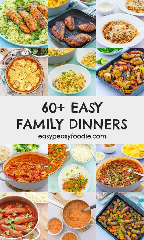 Cooking recipes all the family will enjoy can be difficult... not so with this bumper list of 60+ easy family-friendly dinner recipes. All of these recipes are kid-approved but will appeal to adults too, meaning everyone can eat together at dinner time! #familydinner #easyfamilydinners #familyfriendlydinners #familymeals #midweekmeals #easymidweekmeals #easypeasymidweekmeals #easydinners #easypeasydinners #kidfriendlydinners #kidfood #easymeals #easypeasyfoodie #cookblogshare Family Meals Uk, Dinner Ideas For Family, Uk Recipes, Favorite Recipes Dinner, Summer Recipes Dinner, Midweek Meals, Easy Family Dinners, Family Dinner Recipes, Easy Family Meals