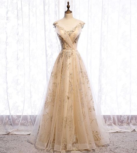 Gold Evening Dresses, Prom Dresses Elegant, Gold Prom Dresses, Banquet Dresses, Sequin Party Dress, Color Champagne, Gold Sequins, Fairy Dress, Formal Dresses Prom