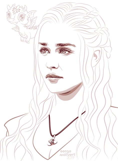 Daenerys Targaryen Sketch, Serge Malivert, Manga Female, Dessin Game Of Thrones, Dragon Fire, Movie Pic, Adult Coloring Designs, Fire Water, Dragon Games