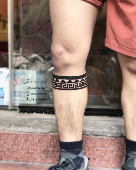 Calf Band Tattoo Men, Men Band Tattoo, Aztec Band Tattoo, Dj Tattoo, Greece Tattoo, Calf Tattoos For Women, Leg Band Tattoos, Arm Wrap Tattoo, Calf Tattoo Men