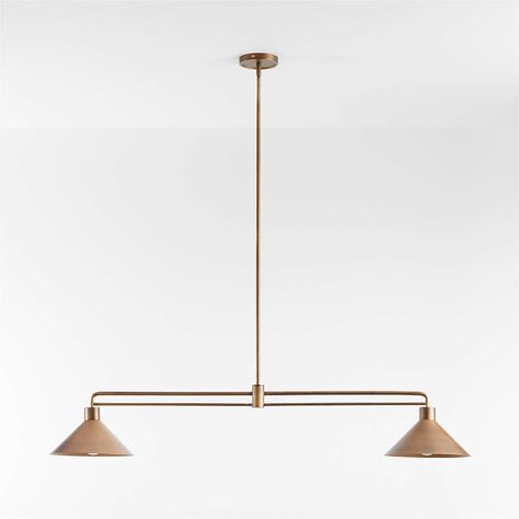 All Lighting | Crate & Barrel Cone Pendant Light, Dining Table Lighting, Slanted Ceiling, Chic Lighting, Kitchen Decor Ideas, Bronze Chandelier, Burnished Brass, Brass Pendant Light, Dining Lighting