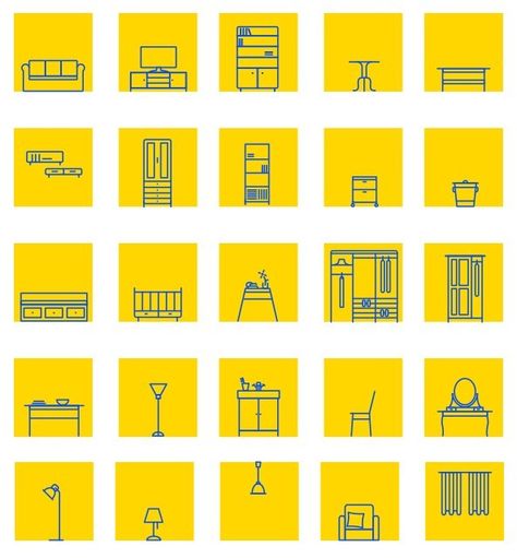 Free IKEA Furniture Icon Set Vector - TitanUI Ikea Graphic Design, Ikea Branding, Ikea Campaign, Ikea Ads, Ikea Logo, Ikea Ad, Furniture Icon, Ikea Art, Furniture Graphic