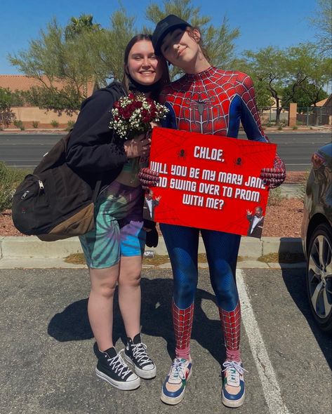 Prom Proposal Spiderman, Spiderman Homecoming Poster Proposal, Hoco Proposals Ideas Spiderman, Homecoming Proposal Spiderman, Homecoming Proposal Ideas Spiderman, Spider Man Homecoming Proposal, Lightning Mcqueen Hoco Proposal, Spider Man Promposal, Spider-man Themed Hoco Proposal