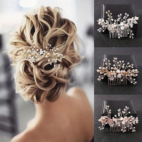 Wedding Hair Accessories For Bride, Pearl Hair Pieces For Wedding, Wedding Hair Accessories Updo, Hair Pieces For Wedding, Pearl Hair Vine Wedding, Bride Hairstyles Updo, Bridal Head Piece, Wedding Hair Pin, Headpiece Wedding Hair