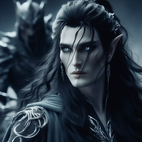 made by myself on Bing Dark Elf Male, Fantasy Villain, Elf Hair, Male Elf, Elf Man, Dark Elves, Elves Fantasy, Elf Art, Roleplay Characters