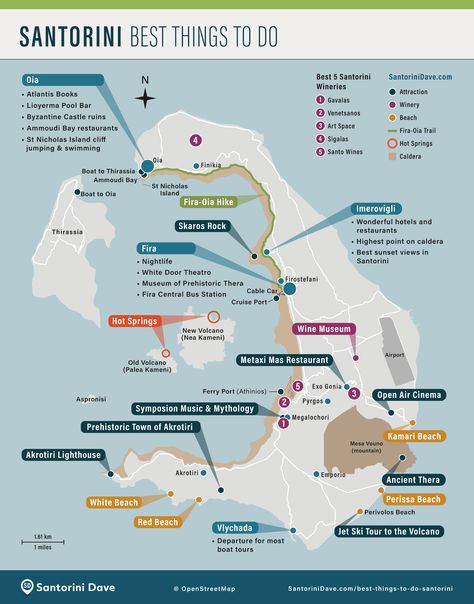 35 Maps of Santorini - Hotels, Towns, Beaches, Hikes, & Ferry Port Map Of Santorini, Santorini Map, Akrotiri Santorini, Santorini Honeymoon, Santorini Beaches, Greece Cruise, Grecia Santorini, Greek Islands Vacation, Things To Do In Santorini