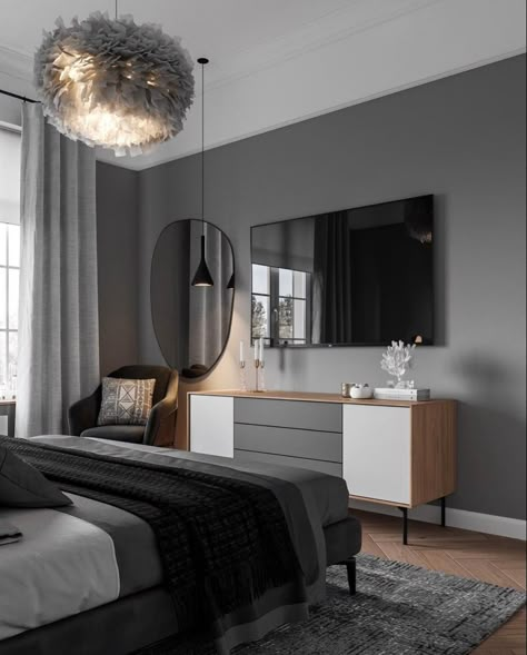 Grey Bedroom Colors, Bathroom Decor Ideas On A Budget, Beige Bedroom Decor, Grey Bedroom Decor, Bathroom Decor Ideas Themes, Cute Diy Room Decor, Modern Bedroom Interior, Dekorasi Kamar Tidur, Grey Room