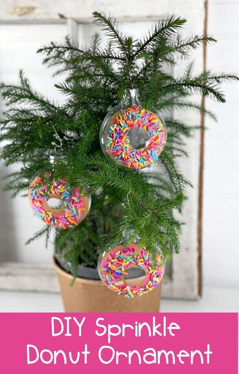 Sprinkles Ornaments, Gnome Painting, Donut Ornament, Diy Sprinkles, Cupcake Ornament, Sprinkle Cupcakes, Sprinkle Donut, Ornament Diy, Holiday Painting