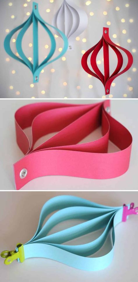 20 Hopelessly Adorable DIY Christmas Ornaments Made from Paper - We’ve found an impressive collection of Christmas tree ornaments that you can make yourself from paper, but thankfully, unlike origami, most of them include a few other tools or techniques to make life a bit easier for you. We love recycling and upcycling, so this is a great way to make use of what you may already have laying around as scrap. #diy #Christmas #crafts #ornaments Paper Tree Decorations Christmas, Holiday Paper Crafts Christmas, Diy Cheap Christmas Ornaments, Diy Christmas Tree Decorations For Kids, Christmas Decor Ideas Diy Crafts Kids Projects, Diy Christmas Decorations Garland, Christmas Window Diy, Christmas Decor Ideas Recycle, Kid Friendly Christmas Tree Decorations