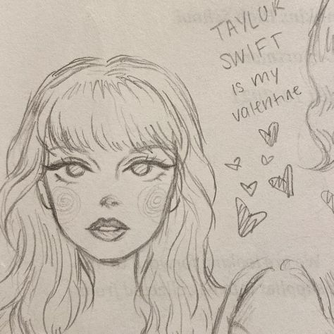 Taylor Swift Anime Art, Kaledoodles Taylor Swift, Taylor Swift Drawing Tutorial, Sketchbook Ideas Taylor Swift, Simple Taylor Swift Drawings, Sketches Taylor Swift, Taylor Swift Related Drawings, Taylor Swift Portrait Drawing, Taylor Swift Inspired Drawings