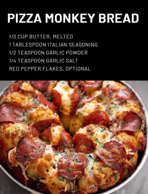 Pizza Monkey Bread With Canned Biscuits, Creative Food Ideas For Dinner, Monkey Pizza Bread, Pepperoni Monkey Bread, Pizza Monkey Bread Recipe, Pepperoni Pizza Monkey Bread, Pizza Monkey Bread, Rhodes Rolls, Pizza Bread Recipe