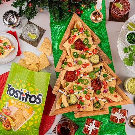 Christmas Nachos, Christmas Tortilla Chips, Christmas Tree Tomato Mozzarella, Classic Nachos, Nacho Plate, Modern Ornaments, Whimsical Christmas Trees, Chunky Salsa, Best Oven