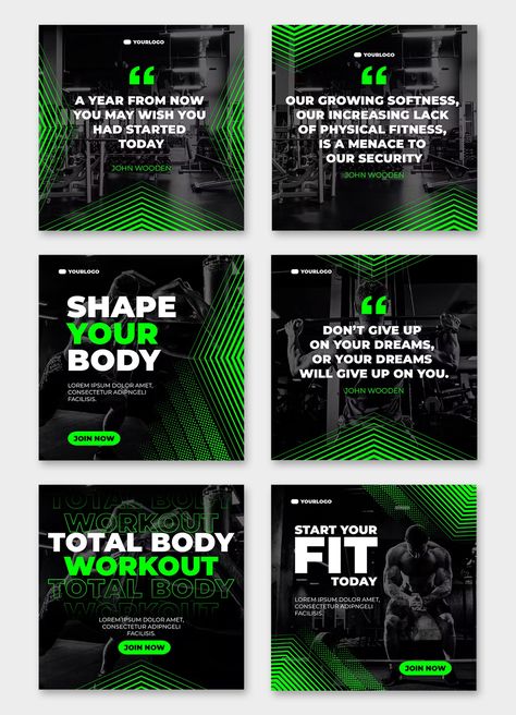 Gym Posts Instagram, Fitness Social Media Post, Fitness Banner, Instagram Posts Template, Sascha Fitness, Social Media Challenges, Cohesive Instagram Feed, Social Media Advertising Design, Instagram Template Design