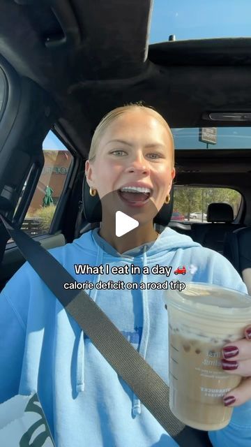 Samantha Milton on Instagram: "What I eat in a day on a road trip✨ -250lbs eating in a calorie deficit. Total: 1450 calories 
**This is not how I eat everyday! I did my best to stick to my calorie goals with what was available to me.**
Breakfast: Starbucks pumpkin cream cold brew no modifications (250 cals) and potato chive bakes (210 cals) 
Lunch: Alani cherry slush energy drink (10 cals) Lenny & Larry Protein Fitzels (130 cals/ I ate 1.5 servings) and a Chomp’s jalapeño beef stick (100 cals) 
Dinner: Culvers Sourdough melt with grilled mushrooms, onions, and cheese (750 cals-ish) and a Diet Coke for the haterssss. 
#roadtrip #eating #caloriedeficit #weightloss #fastfood #togo #menu #hack #breakfast #lunch #dinner #mealprep #snack #protein #whatieatinaday #wieiad #balance" Breakfast Starbucks, Starbucks Pumpkin Cream Cold Brew, Beef Stick, Pumpkin Cream Cold Brew, Cream Cold Brew, Protein Lunch, Beef Sticks, Healthy School, Healthy School Lunches