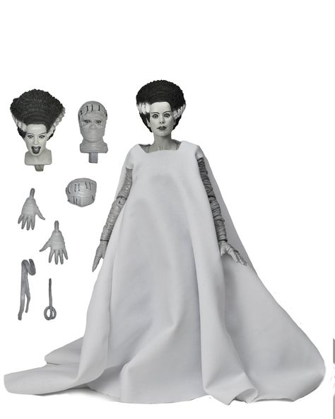 Universal Monsters – 7″ Scale Action Figure – Ultimate Bride of Frankenstein (B&W) – NECAOnline.com Neca Figures, Handmade Halloween Decorations, Elsa Lanchester, The Bride Of Frankenstein, Zombie Bride, Crazy Toys, Doll Customization, Palate Cleanser, Oil Painting Inspiration