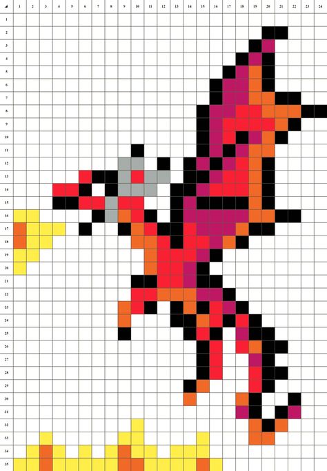 Dragon Perler Bead Patterns, Dragon Pixel Art, Pixel Art Dragon, Pixel Dragon, Dragon Project, Modele Pixel Art, Teaching Drawing, Dragon Cross Stitch, Art Dragon