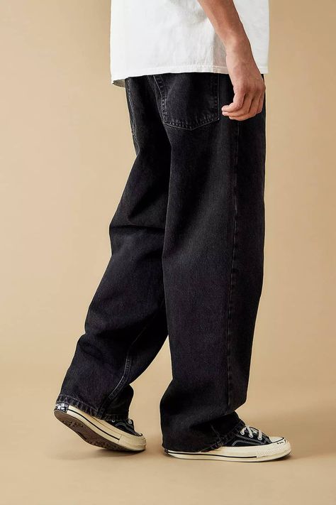 Baggy Jeans Outfit Plus Size, Baggy Outfits Men, Canvas Shoes Outfit, Black Baggy Jeans Outfit, Baggy Clothes Style, Black Shirt Outfit Men, Baggy Jeans Outfits, Loose Jeans Outfit, Black Shoes Outfit