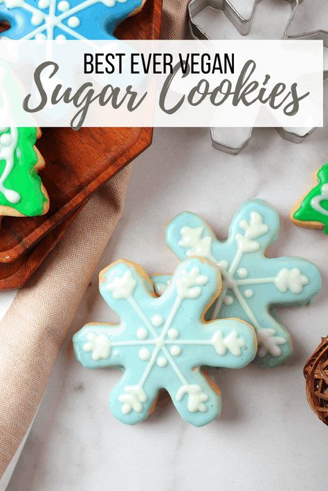 Vegan Sugar Cookie Recipe, Dairy Free Sugar Cookies, Royal Frosting, Cookies For Christmas, Easy Cookie Recipe, Vegan Christmas Cookies, Vegan Sugar Cookies, Vegan Baking Recipes, Vegan Baked