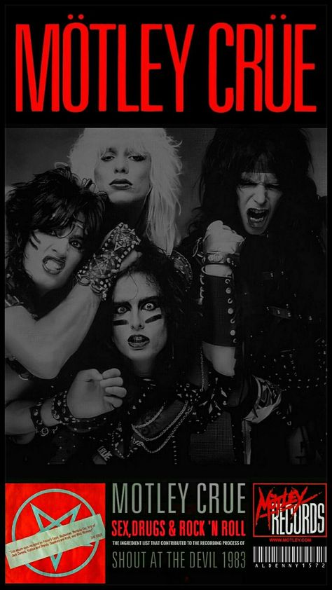 Motley Crue Poster, Motley Crue Albums, Shout At The Devil, Motley Crüe, Rock Band Posters, Heavy Metal Art, Music Pics, Band Wallpapers, Musica Rock