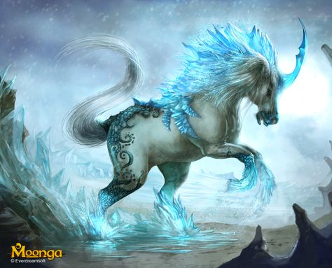 Unicorn | unicorn creator of ice by na v digital art drawings paintings fantasy ... Mythical Horses, Magical Horses, Fantasy Horses, Fantasy Animals, Creatures Art, Mythical Creatures Art, Mystical Creatures, Magical Creatures, Horse Art