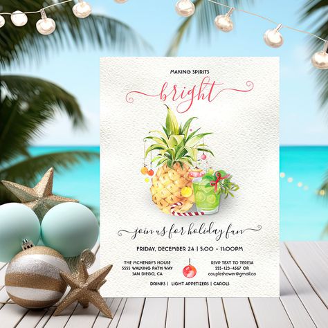 Tropical Cocktail Party, Christmas Cocktail Party, Cocktail Party Invitation, Christmas Cocktail, Green Cocktail, Making Spirits Bright, Tropical Christmas, Holiday Party Invitations, Christmas Cocktails